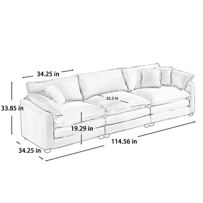 Unique Piece Furniture mid-century modern 3-seater sectional sofa with arm and throw pillows on Tampa Home & Garden Store