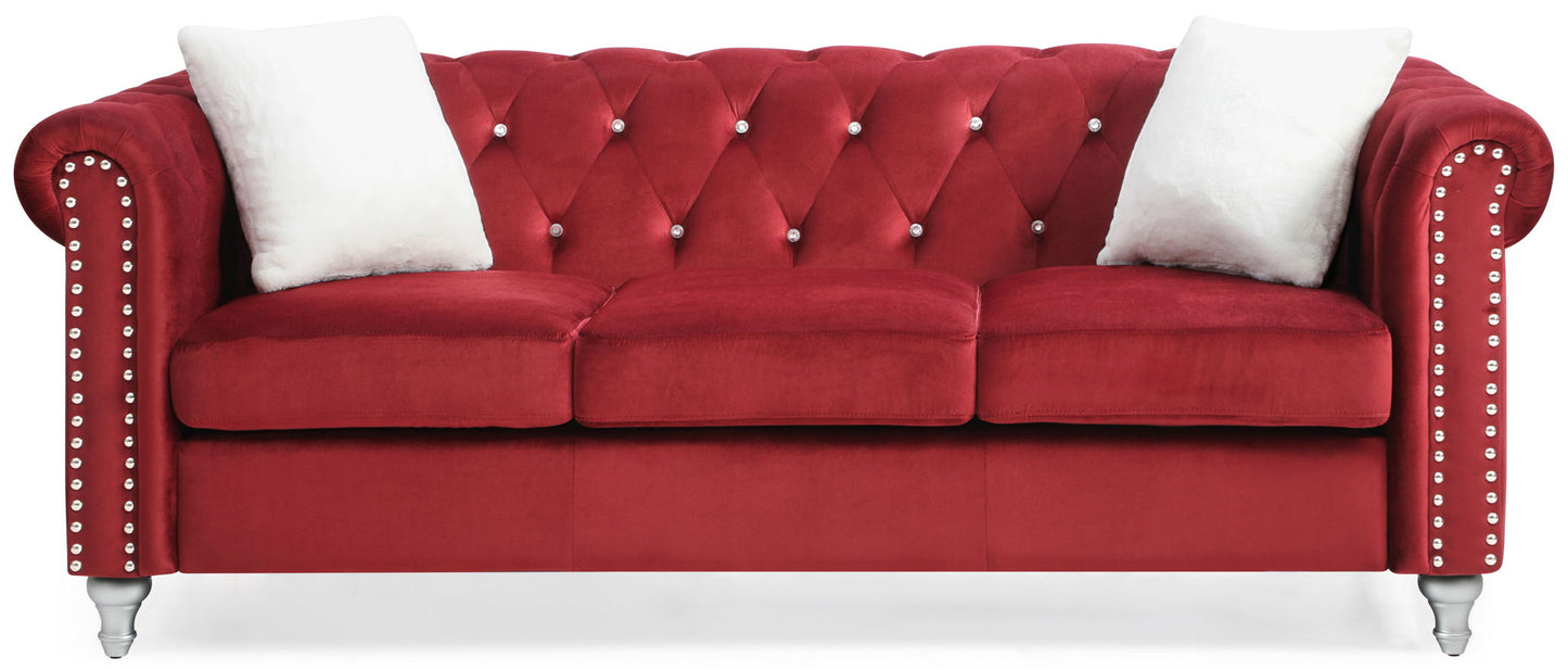 the Raisa Tufted Sofa and Nailhead Accents