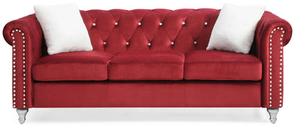 the Raisa Tufted Sofa and Nailhead Accents