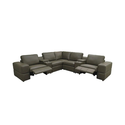 Upholstered Large Arms Sectional With Recliner Seats olive leather by Unique Piece Furniture on Tampa Home & Garden Store