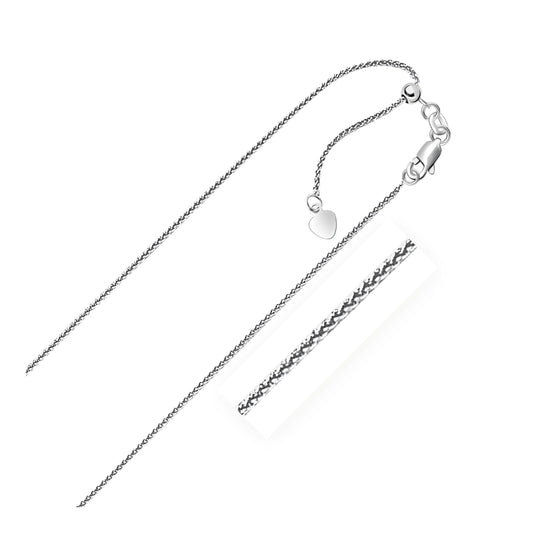 14k white gold adjustable wheat chain necklace 1.0mm with lobster clasp and heart charm on Tampa Home & Garden Store