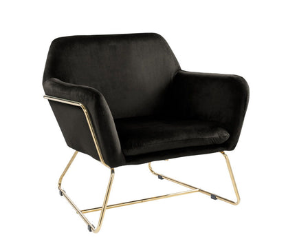 Keira Accent Chair with black velvet upholstery and gold metal base on Tampa Home & Garden Store