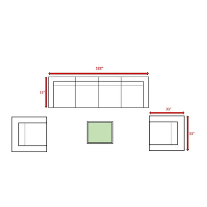 Stylish Outdoor Sectional Set 3-piece gray frame with green cushion for outdoor use on Tampa Home & Garden Store