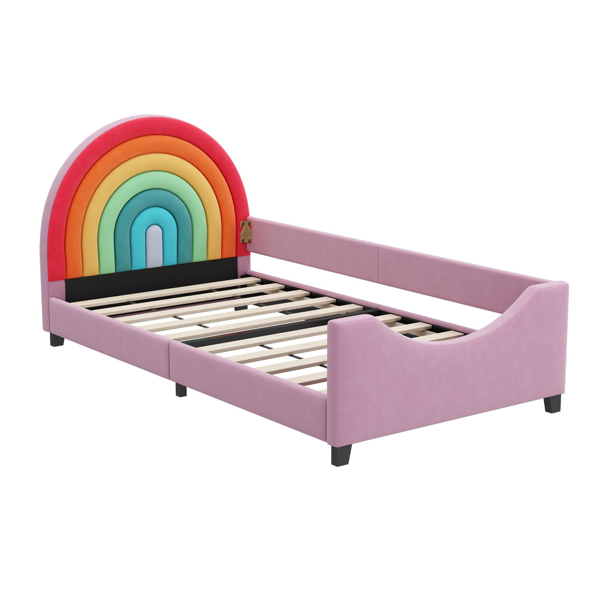 Rainbow twin daybed with pastel arch headboard and pink frame by HouseOfZazla on Tampa Home & Garden Store
