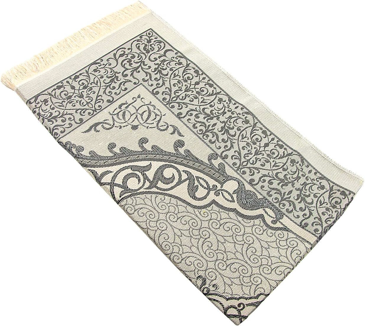 Premium Islamic Prayer Rug with Gift Tasbih Beads – Soft Taffeta Janamaz Mat for Men & Women – Lightweight, Machine Washable, Travel-Friendly, Beautifully Woven with Traditional Patterns