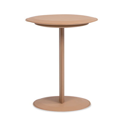 Leatherette C-Shaped Sofa Side Table with Round Top Saddle Brown by HouseOfZazla on Tampa Home & Garden Store