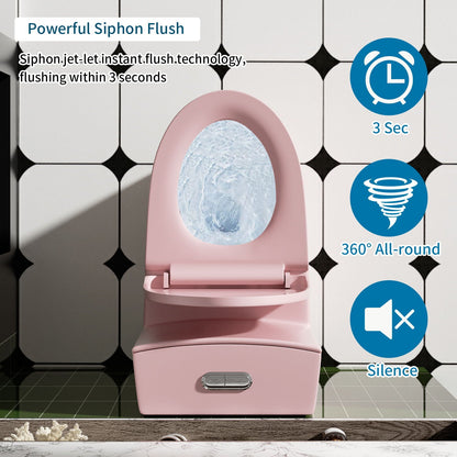 Pink 1-piece toilet by HouseOfZazla with dual-flush and ADA height tornado siphon flush on Tampa Home & Garden Store