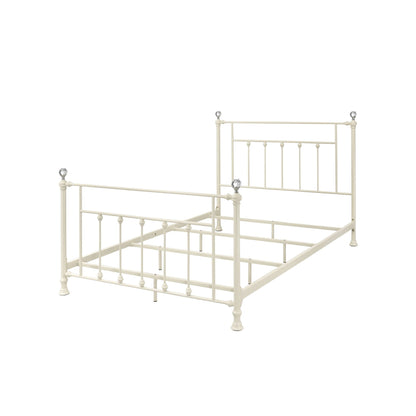 Comet Bed by HouseOfZazla, cream panel bed frame with spindle design and crystal finials on Tampa Home & Garden Store