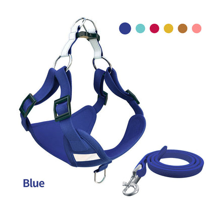 Pet Zen blue reflective vest-style dog harness set with adjustable straps and leash on Tampa Home & Garden Store