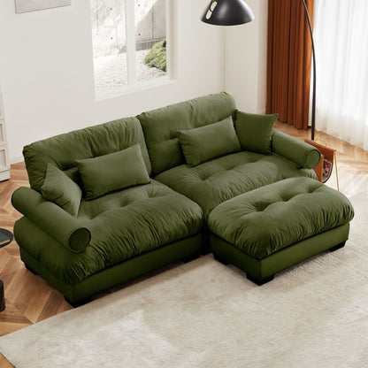 Plush Oversized Sectional Sofa and Ottoman
