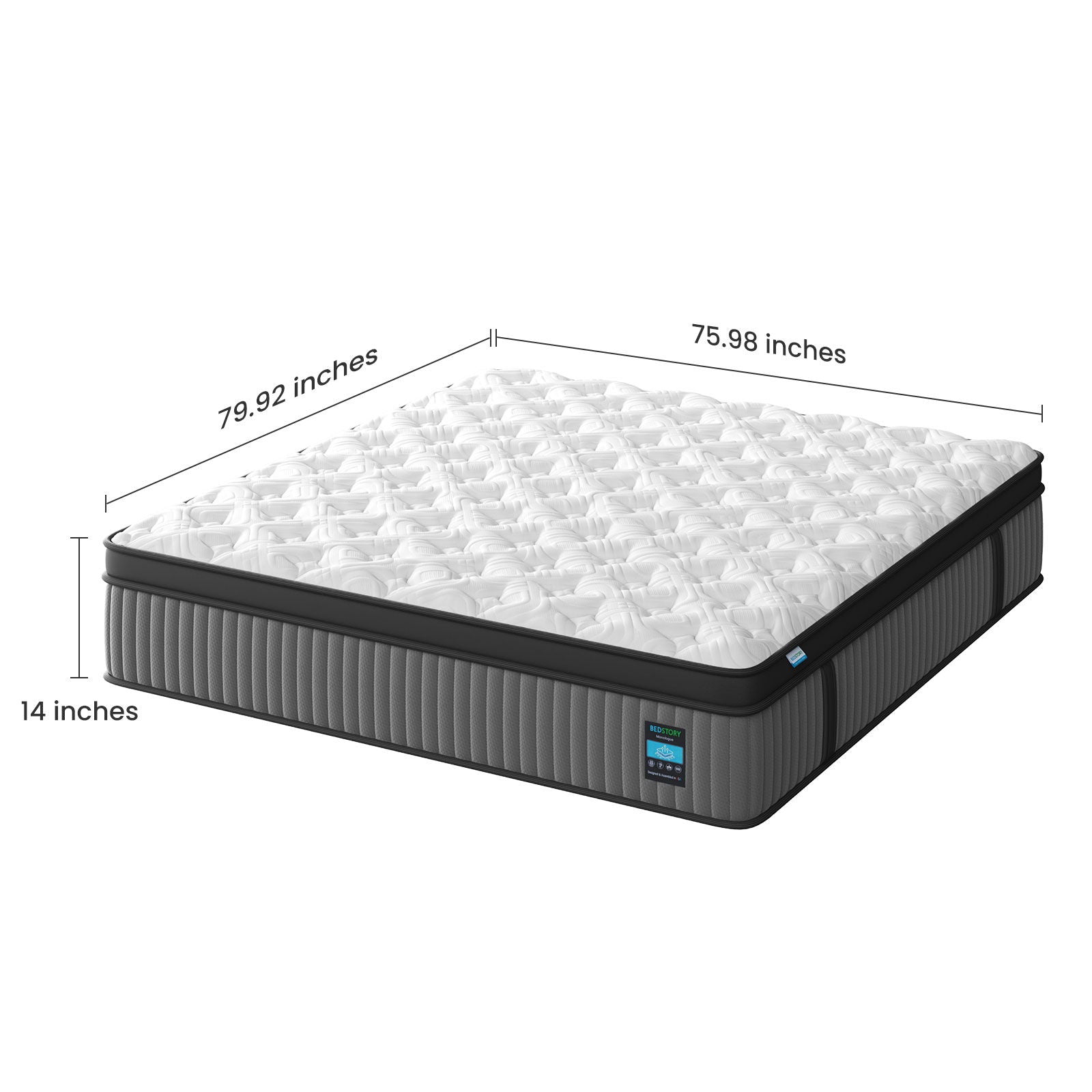 HouseOfZazla 14in King Hybrid Mattress with memory foam and pocket springs, king size on Tampa Home & Garden Store