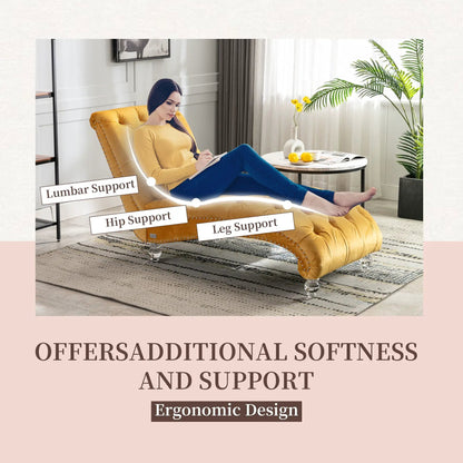 Indoor Chaise Lounge With Button Tufted Pillow