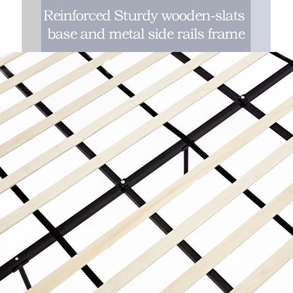 Carmen king-size bed frame with light wood slats and black metal rails on Tampa Home & Garden Store