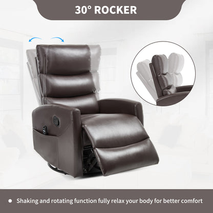 Heat Massage Manual Recliner Chair Rocker Swivel in brown leather by HouseOfZazla on Tampa Home & Garden Store