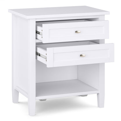 Warm Shaker Handcrafted Bedside Table with Two Drawers white finish brass handles on Tampa Home & Garden Store