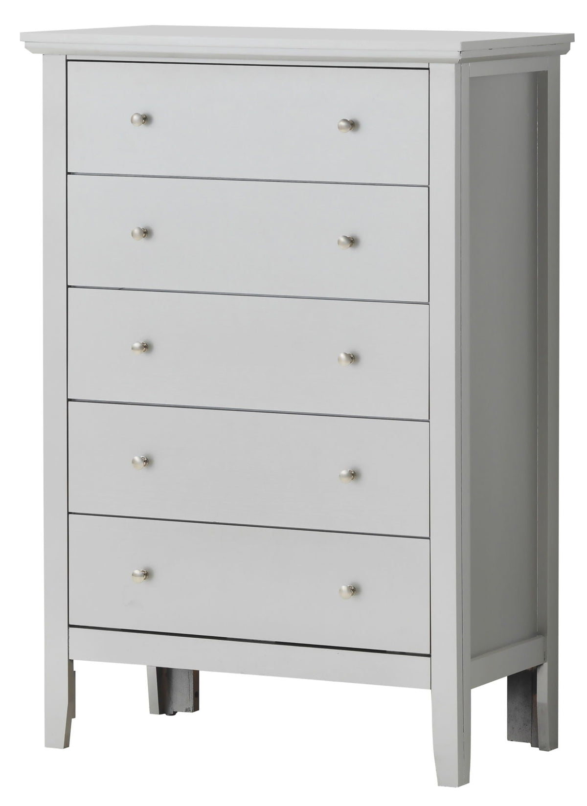 Primo Accent Chest, white with silver knobs, open side shelf, by HouseOfZazla on Tampa Home & Garden Store