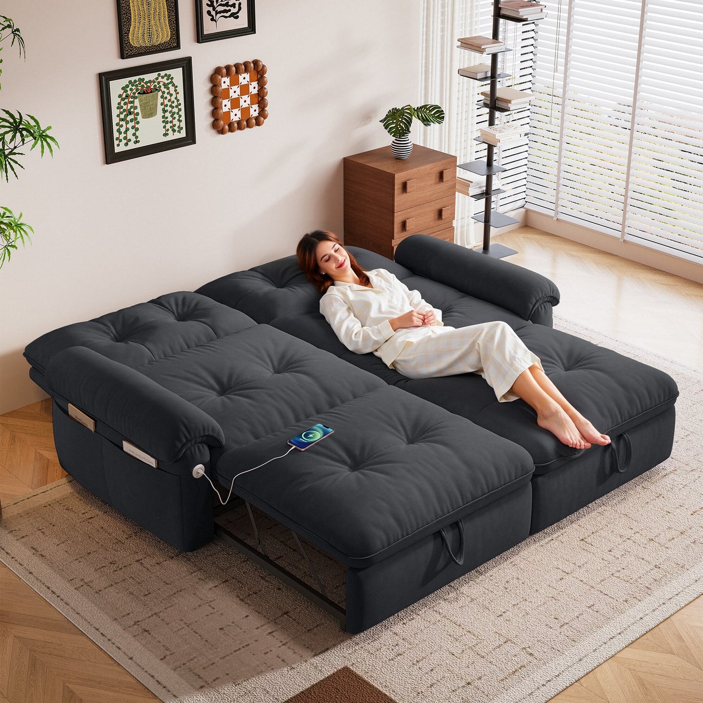 77 Inch Modern and Cozy Convertible Sofa Bed
