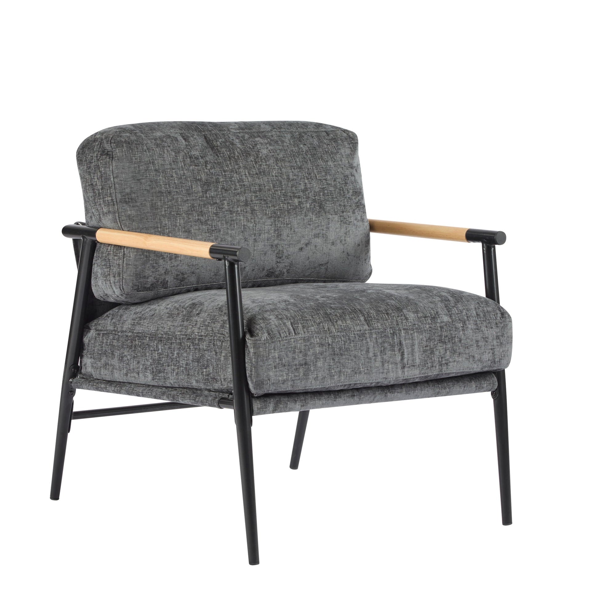 Modern accent chair with plush cushions and wooden armrests by HouseOfZazla on Tampa Home & Garden Store