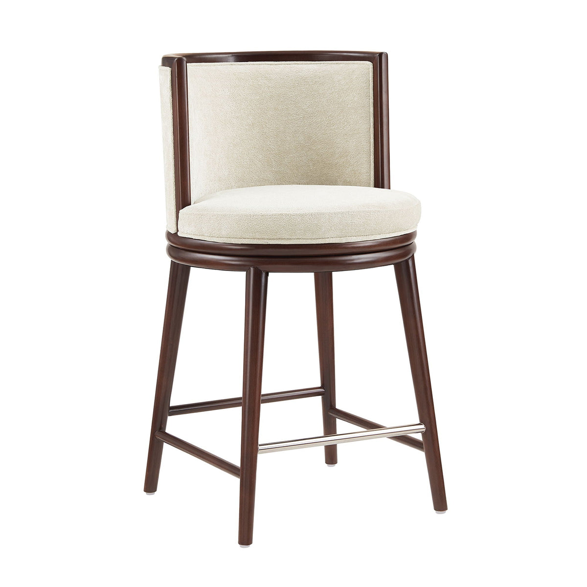 Evalyn Counter Stool beige upholstered seat and back dark wood frame counter height HouseOfZazla on Tampa Home & Garden Store
