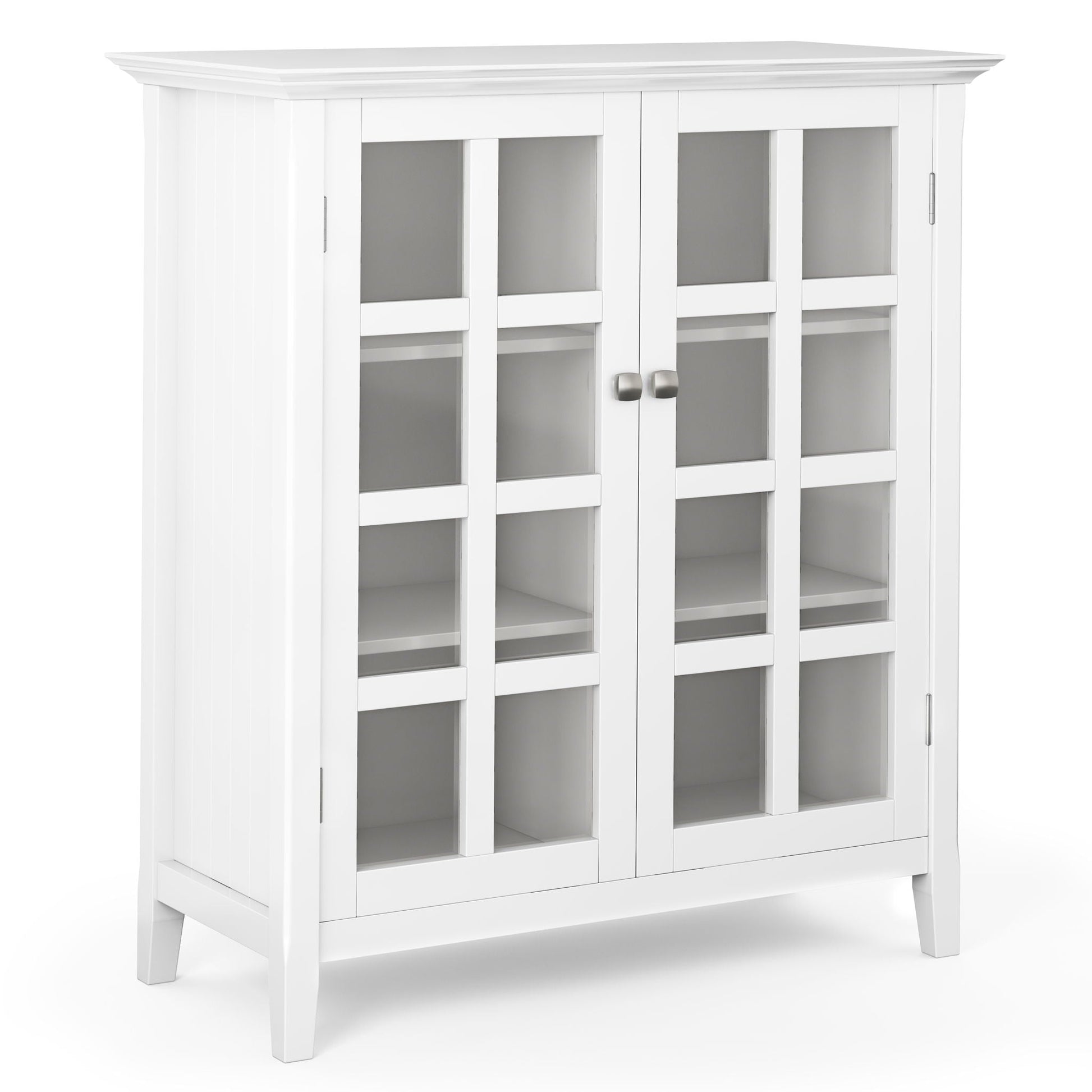 Acadian medium storage cabinet handcrafted white finish with glass panel doors by HouseOfZazla on Tampa Home & Garden Store