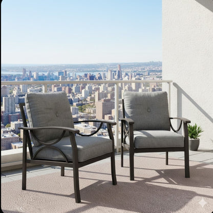 All Weather Armchairs with Cushions, sculptural gray/khaki set of 2 by HouseOfZazla balcony on Tampa Home & Garden Store