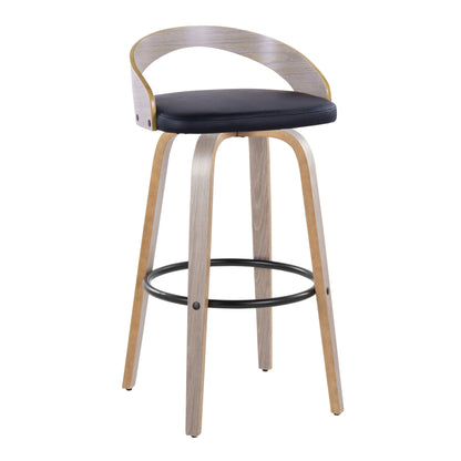 Contemporary Swivel Barstool Set Pearl Silver with upholstered seat and round footrest on Tampa Home & Garden Store