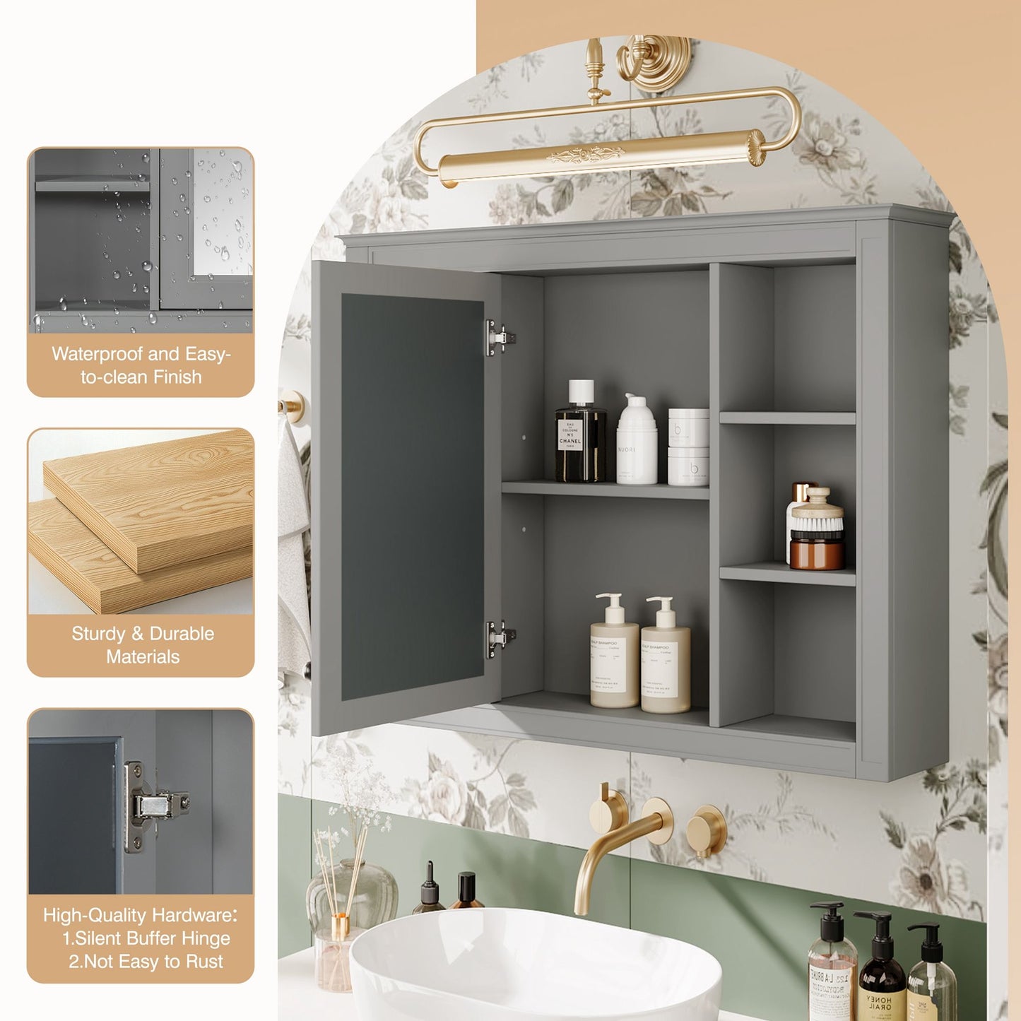 Wall Mounted Medicine Cabinet with Mirror