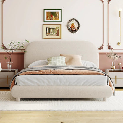Upholstered Platform Bed With Thick Solid Frame