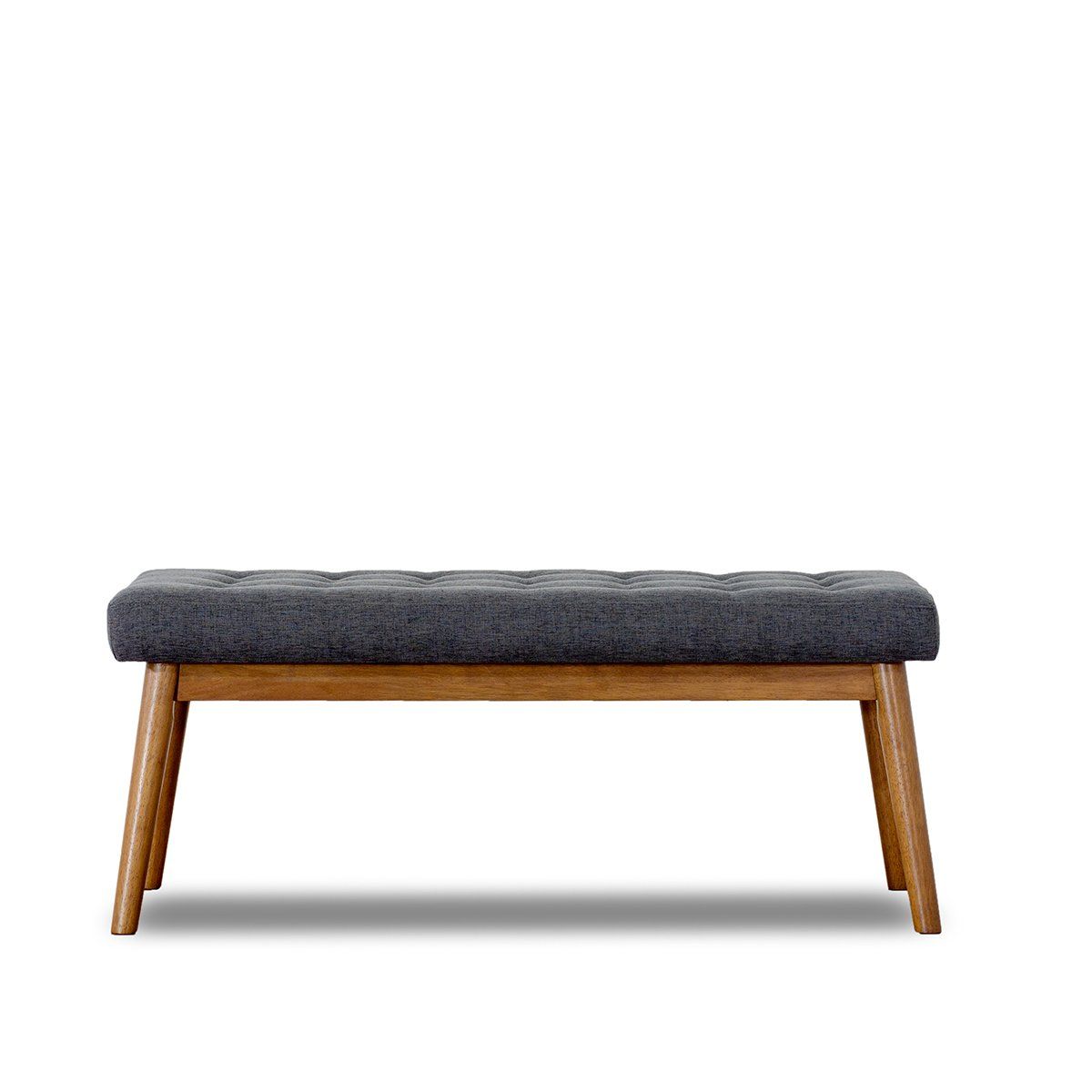 Modern velvet upholstered bench in gray with solid wood legs by HouseOfZazla on Tampa Home & Garden Store