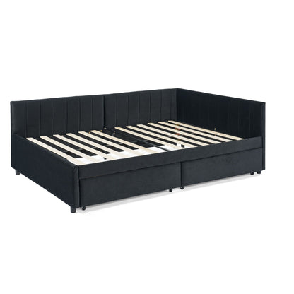 Upholstered Tufted Daybed Frame with Storage