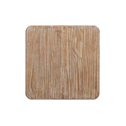 Antique brown square pedestal side table with rounded corners and wood grain texture on Tampa Home & Garden Store