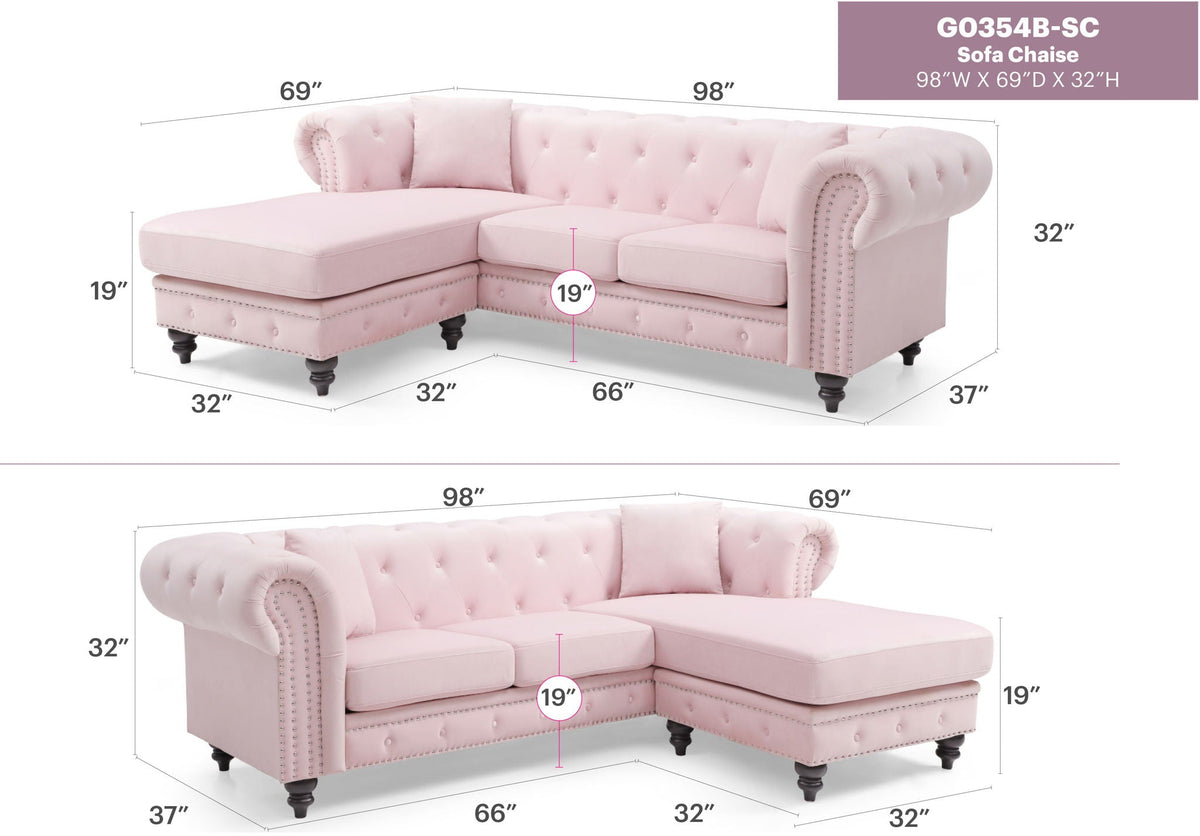 Nola Luxurious Microsuede and Tufted Chaise