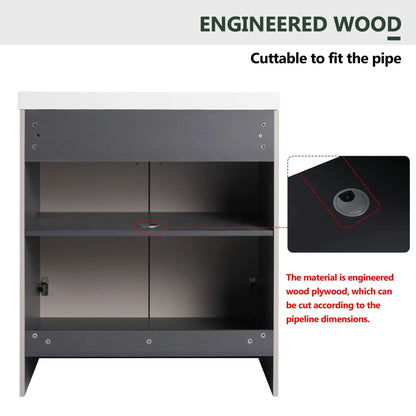 Contemporary Freestanding Vanity With Resin Sink