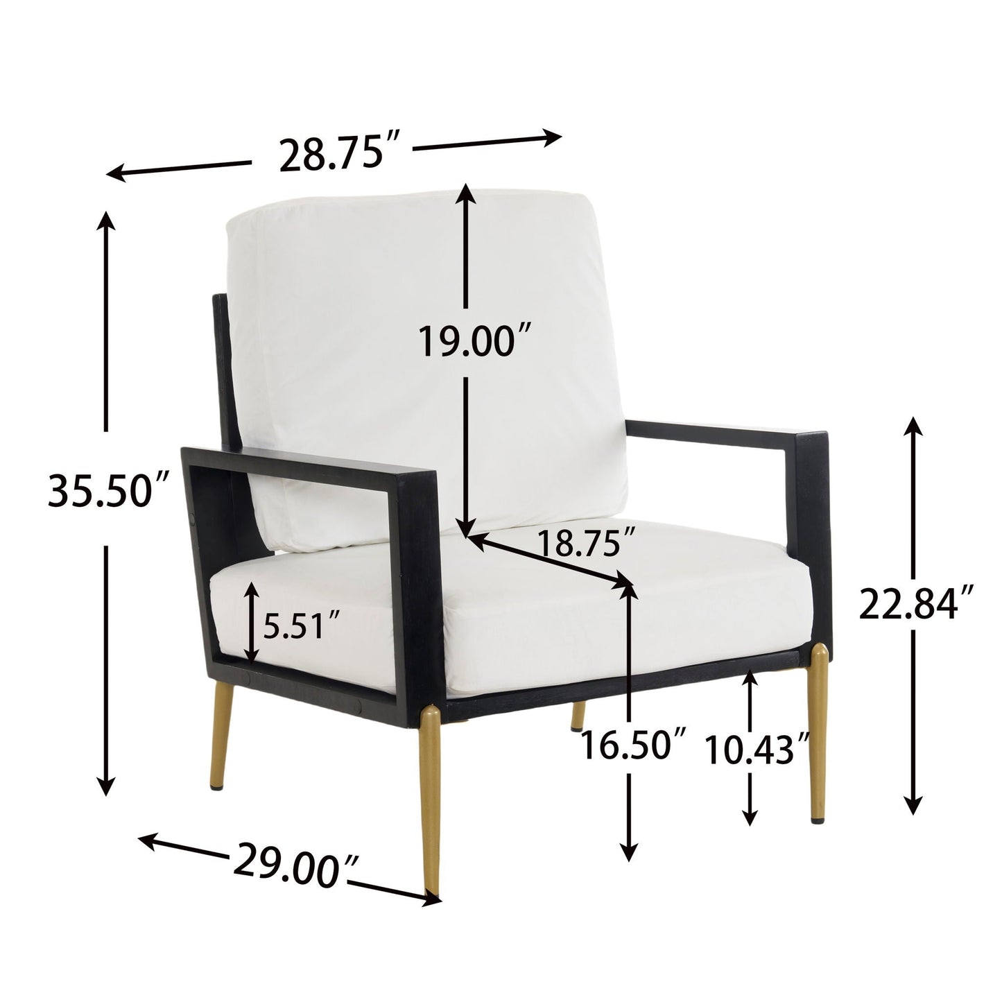 Modern Armchair with solid wood frame, white cushions, HouseOfZazla on Tampa Home & Garden Store