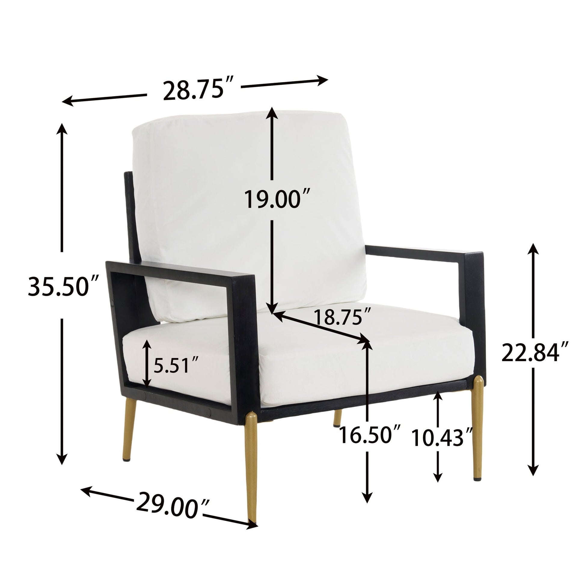 Modern Armchair with solid wood frame, white cushions, HouseOfZazla on Tampa Home & Garden Store