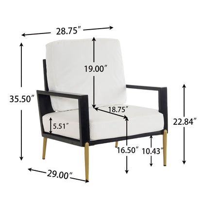 Modern Armchair with solid wood frame, white cushions, HouseOfZazla on Tampa Home & Garden Store