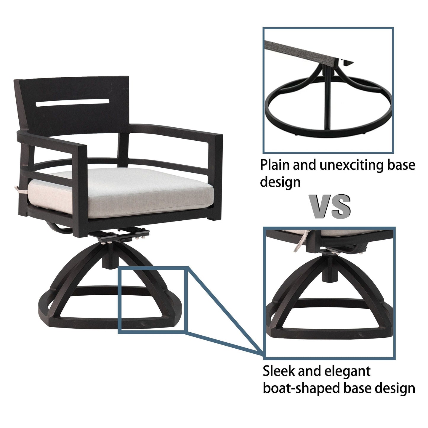 Aluminum Outdoor Dining Table and Cushioned Set