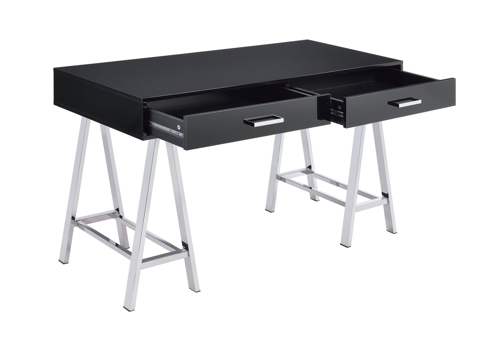 Coleen high gloss black writing desk with 2 drawers and chrome handles HouseOfZazla on Tampa Home & Garden Store