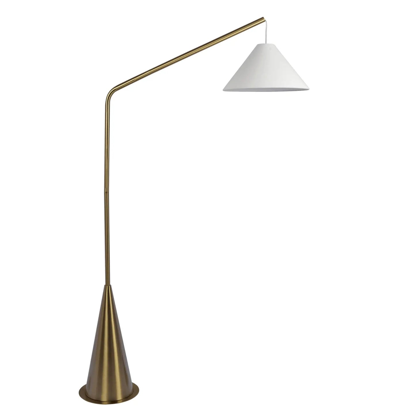 Unique Piece Furniture Lisbon floor lamp with antique brass arc and cone shade on/off switch on Tampa Home & Garden Store