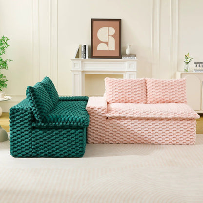 Luxury Multifunctional Sofa For Living Room teal and pink chunky knit throws on a light sofa on Tampa Home & Garden Store