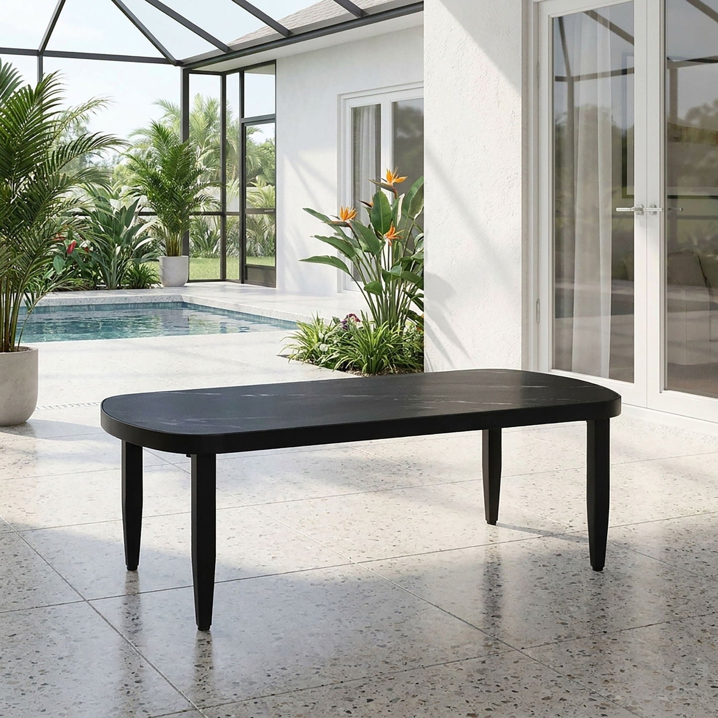 Elegant Outdoor Table with an Aluminum Frame