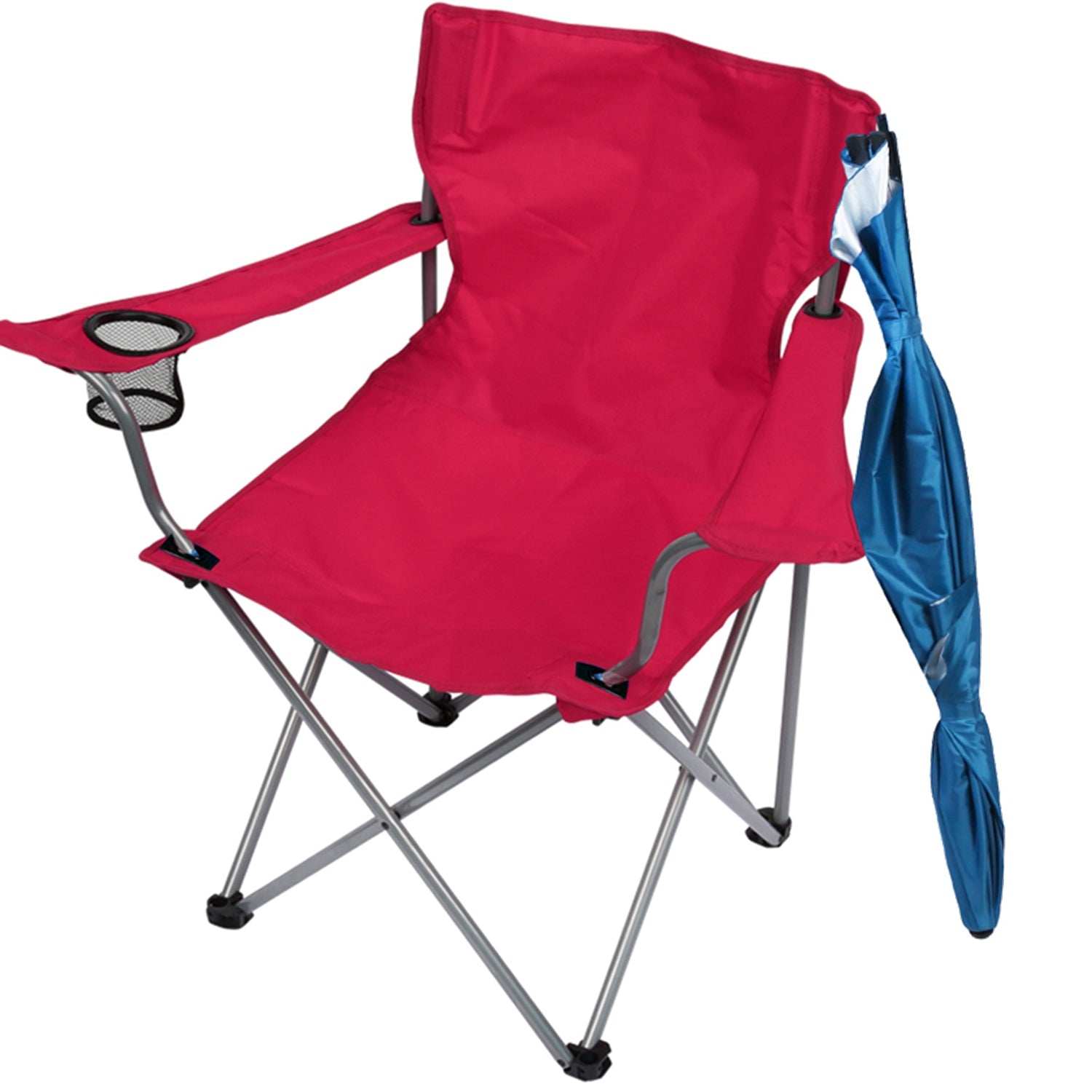 GemGear pink foldable beach chair with cup holder and detachable blue umbrella for camping on Tampa Home & Garden Store