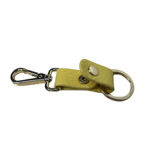 Sophia full-grain leather key ring in yellow with snap strap and ring MiamiLeathers.com on Tampa Home & Garden Store