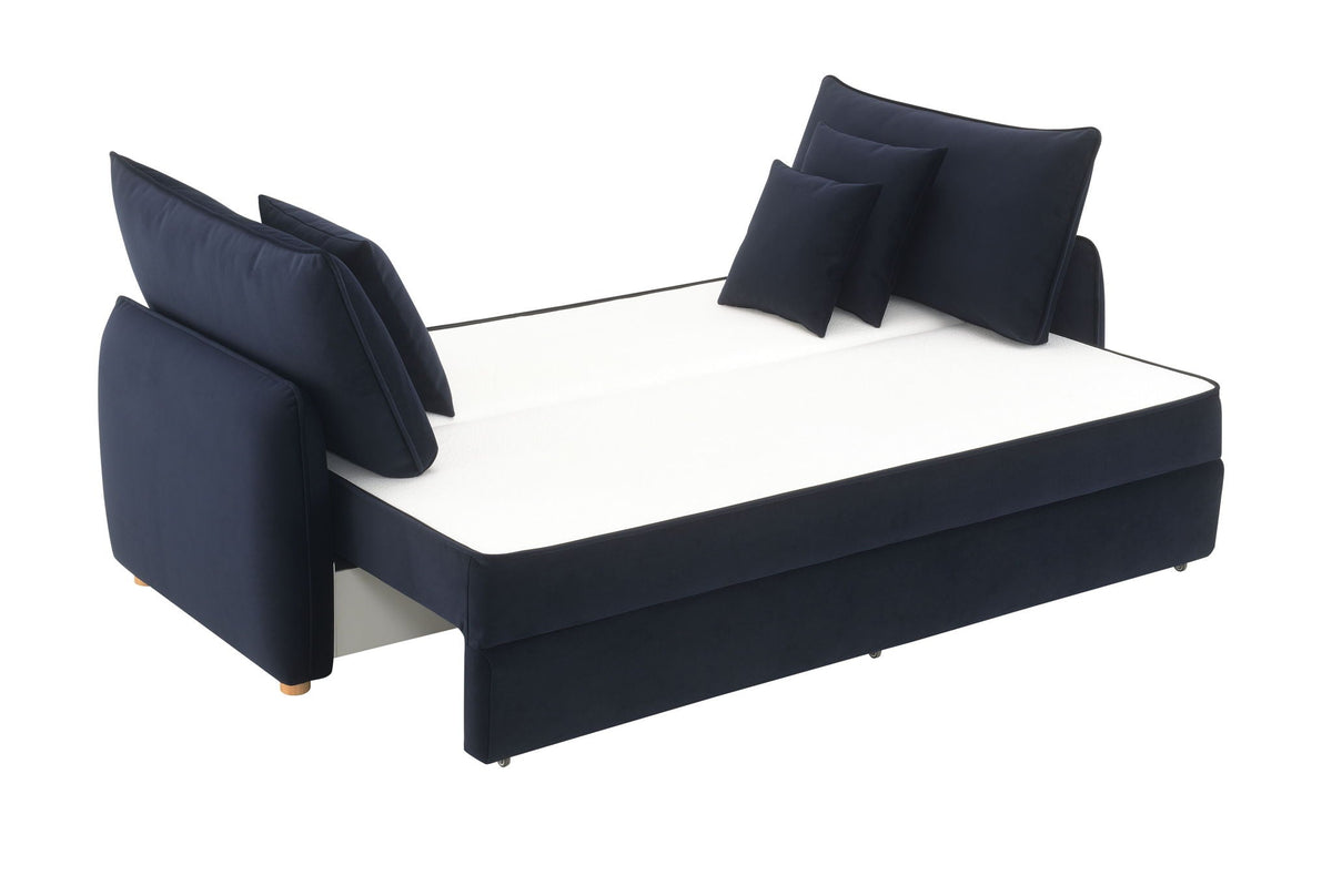 Irina pull-out sleeper sofa with storage and removable cushions in navy blue by HouseOfZazla on Tampa Home & Garden Store