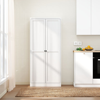 White Metal Pantry Cabinet With Steel Shelves
