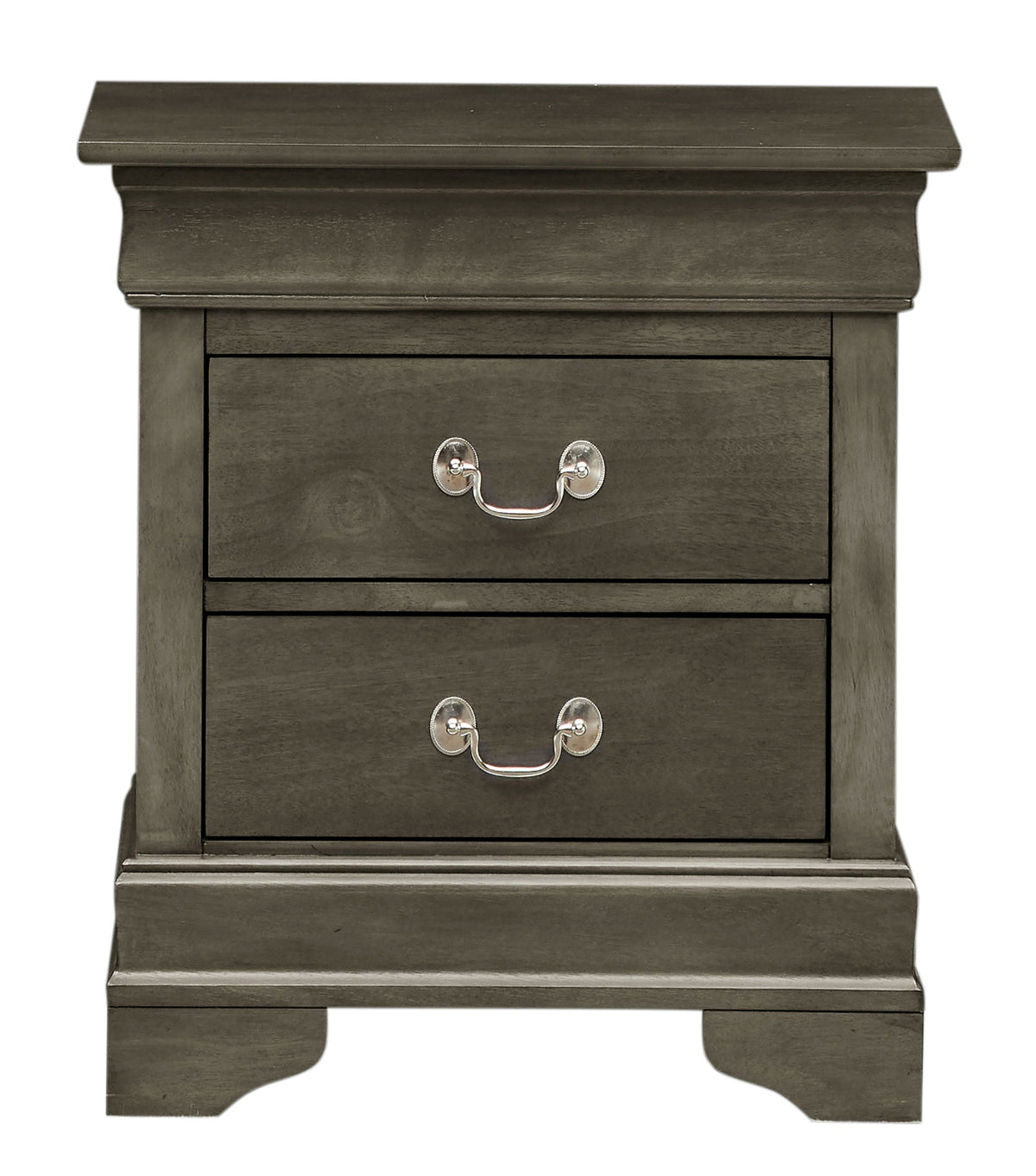 Traditional style nightstand HouseOfZazla, dark espresso finish, silver bail pulls on Tampa Home & Garden Store