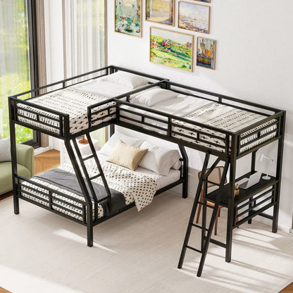 Twin Over Full Bunk Bed With Loft Desk L Shaped