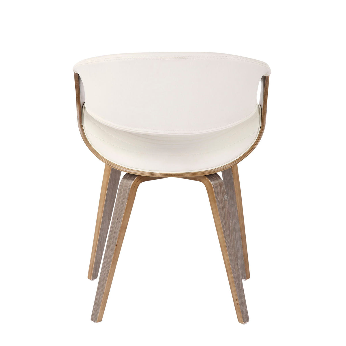 Mid-Century modern dining side chair with bent wood legs and white upholstered seat on Tampa Home & Garden Store