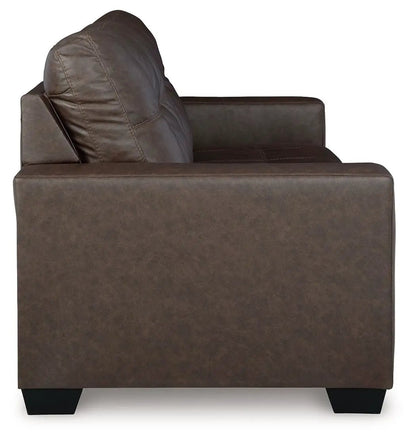 Barlin Mills sofa brown leather with cushions and square arms on Tampa Home & Garden Store