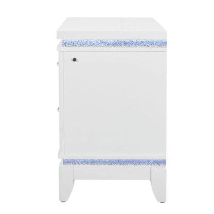Nightstand with glittered drawer front and LED lighting in white by Unique Piece Furniture on Tampa Home & Garden Store